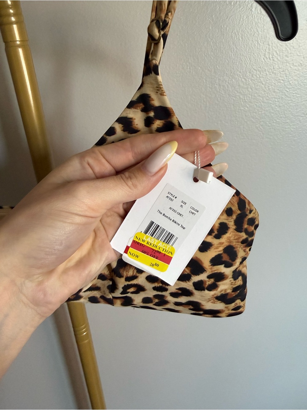 NWT Andie The Bonita Bikini Top – Cheetah Print (XL) - Picture 3 of 5